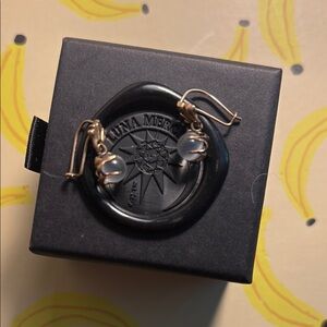 Antique 10K Moonstone Orb Drop Earrings